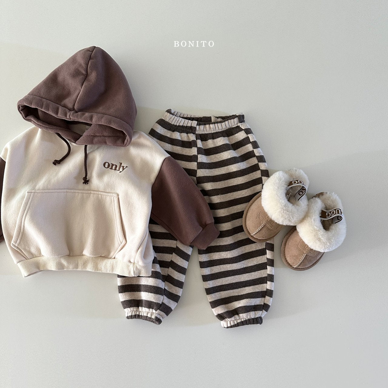 Stripe Jogger Pants [Brown/S(2-3yr)]