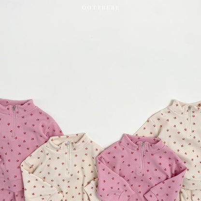 Flower Waffle Anorak Bottom Set [Cream/S(2-3yr)]