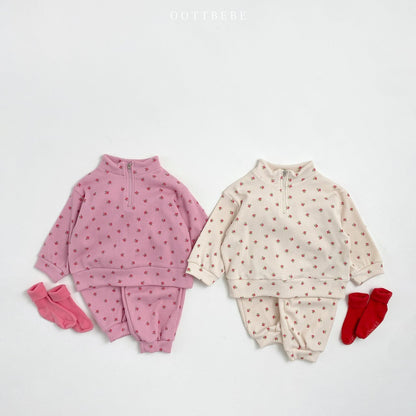 Flower Waffle Anorak Bottom Set [Cream/S(2-3yr)]