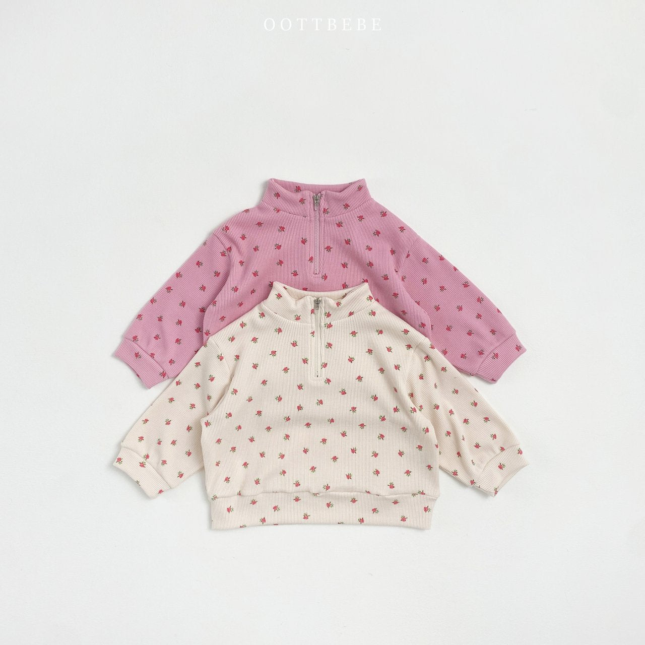 Flower Waffle Anorak Bottom Set [Cream/S(2-3yr)]