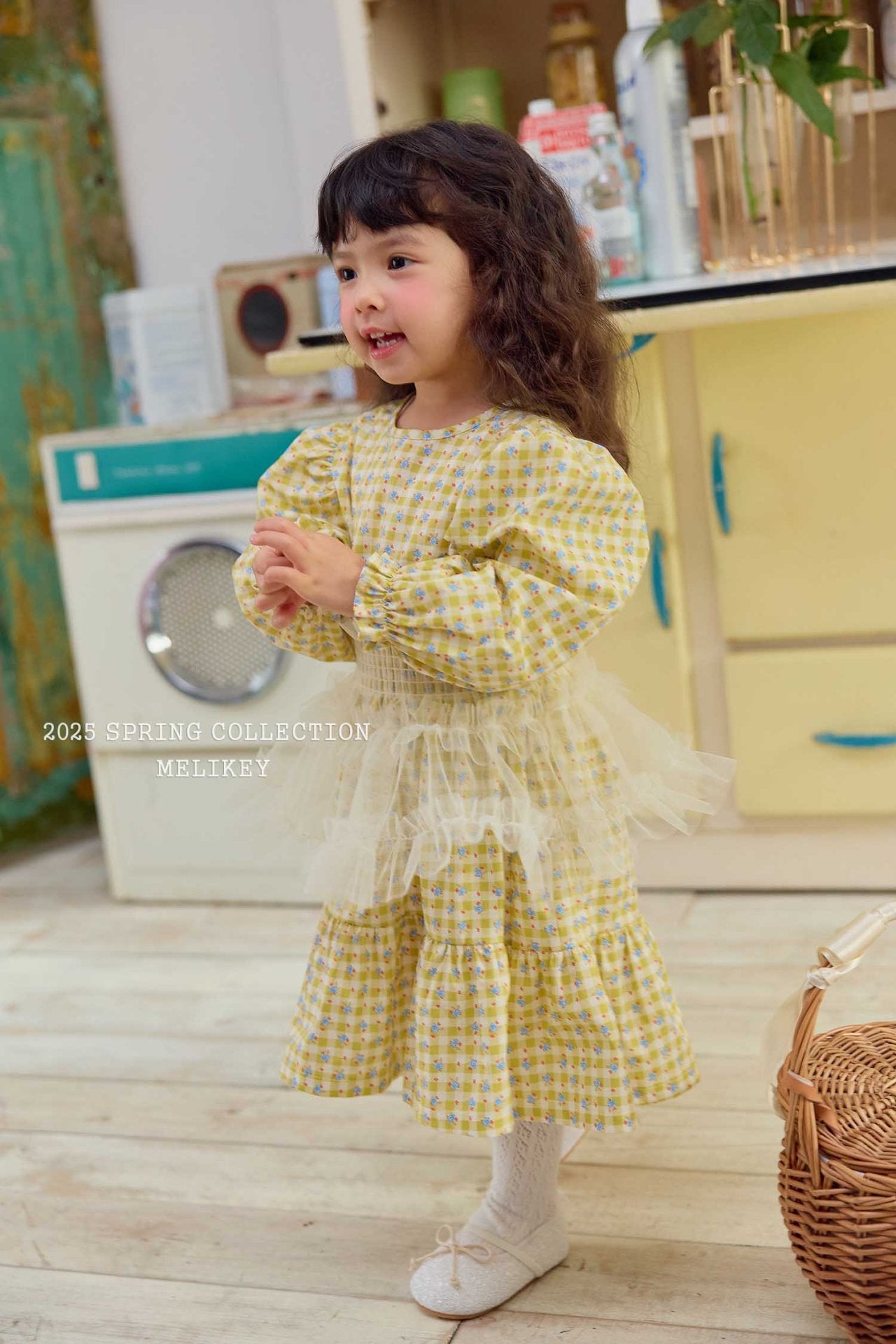 Check Floral Dress [S(2-3yr)]