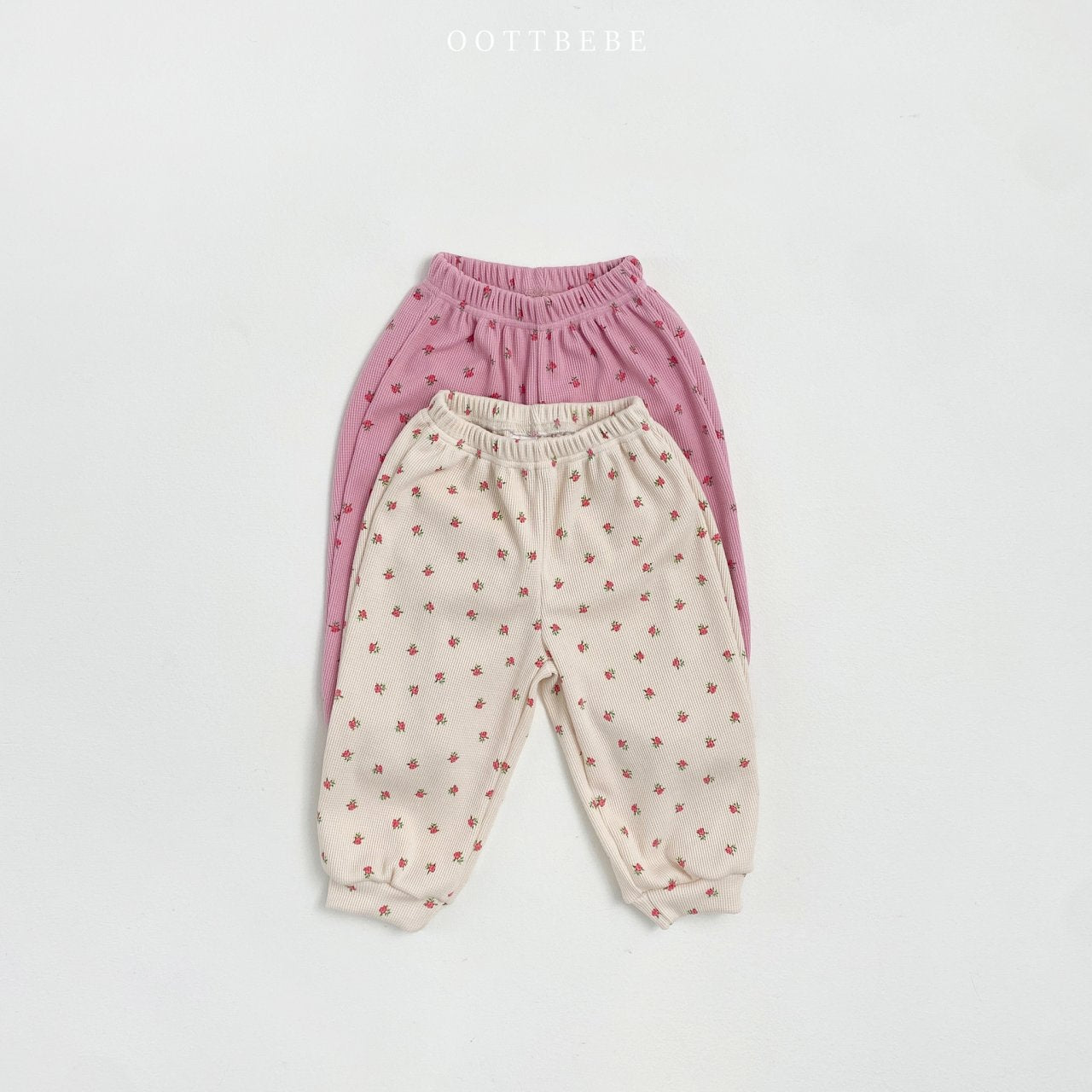 Flower Waffle Anorak Bottom Set [Cream/S(2-3yr)]