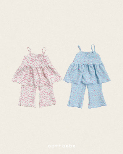 [PRE-ORDER] Peach Flower Top Bottom Set