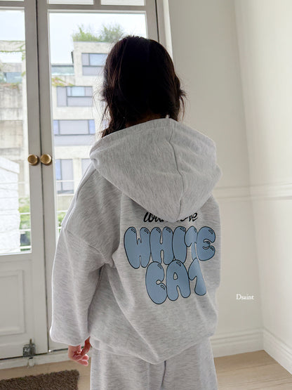 [PRE-ORDER] White Cat Hoodie Top Bottom Set