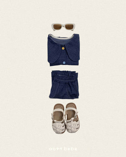 [PRE-ORDER] Heart Denim Collar Blouse