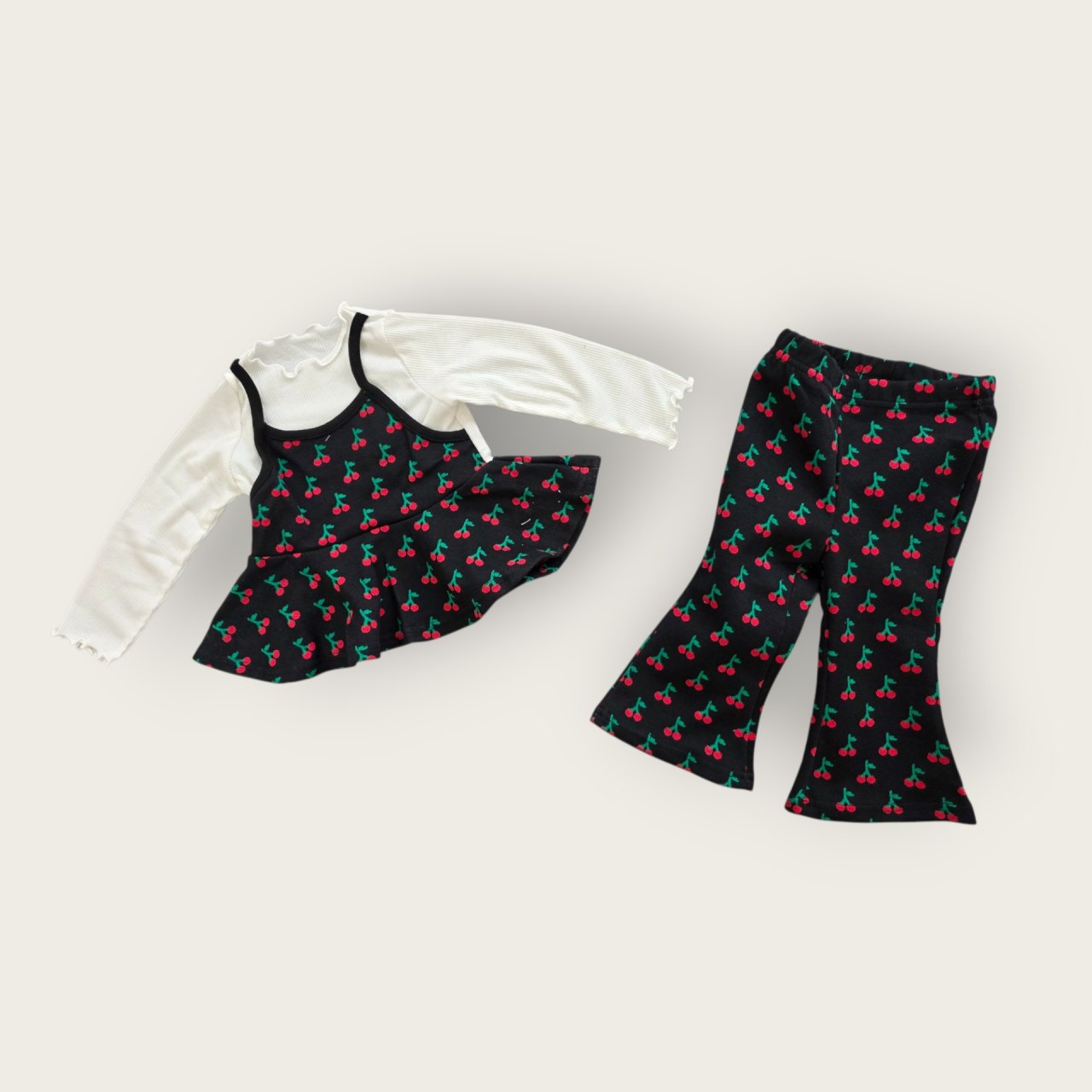 [PRE-ORDER] Cherry Ribbon Top Boot-Cut Set