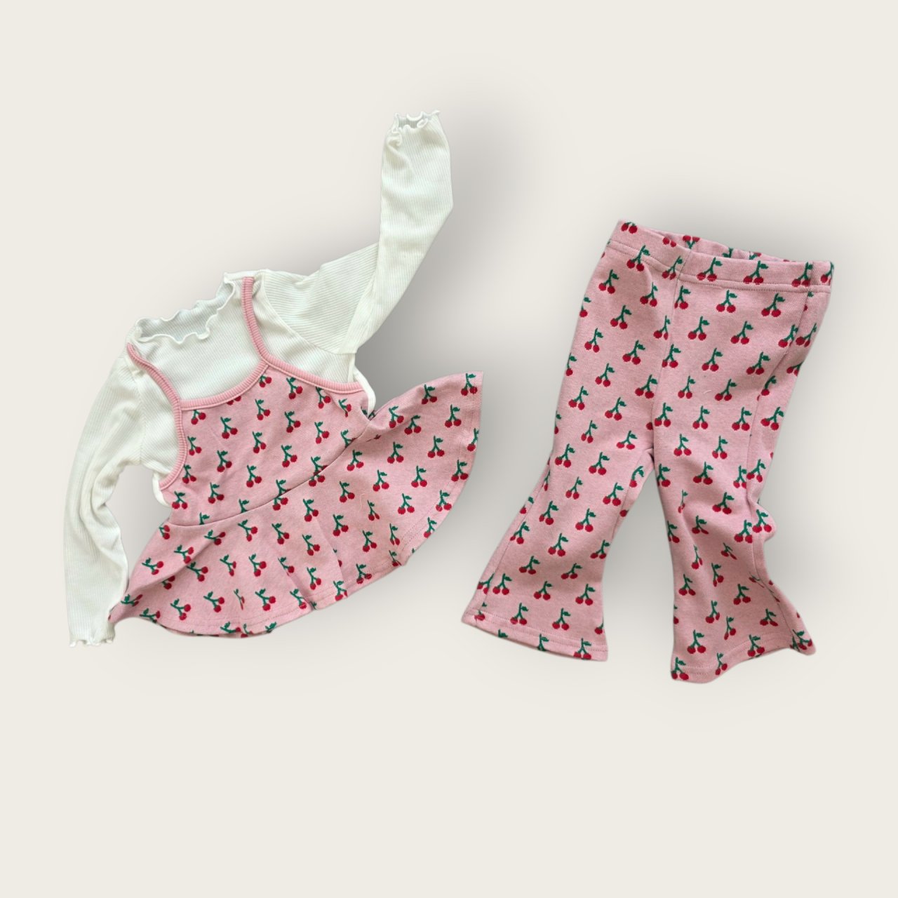 [PRE-ORDER] Cherry Ribbon Top Boot-Cut Set