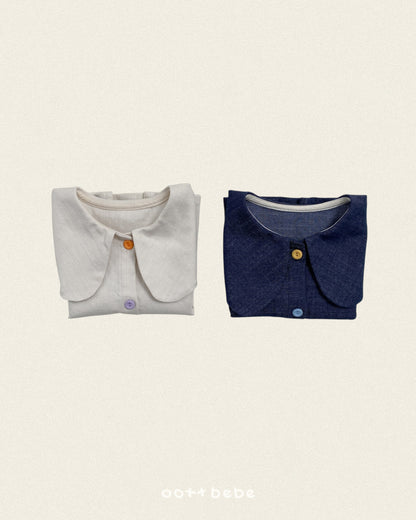 [PRE-ORDER] Heart Denim Collar Blouse