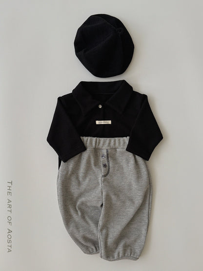 Mulmul Collar T-Shirts [Black/M(1-2yr)]