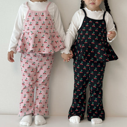 [PRE-ORDER] Cherry Ribbon Top Boot-Cut Set