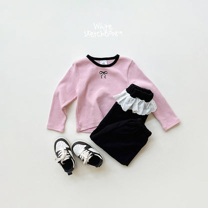[PRE-ORDER] Peach Color Block Ribbon T-Shirts