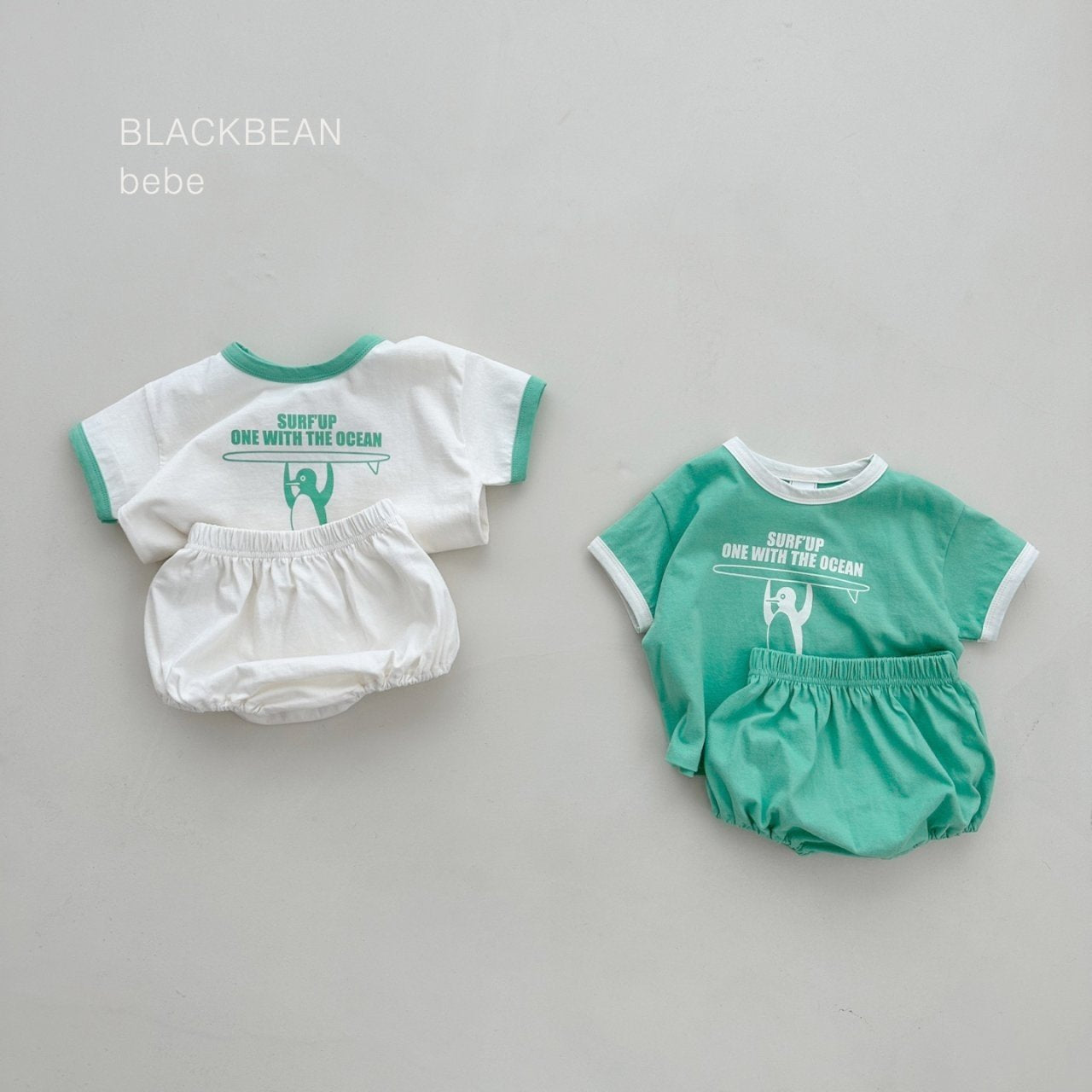 Penguin Baby Top Bottom Set [Green/Baby M(6-12m)]