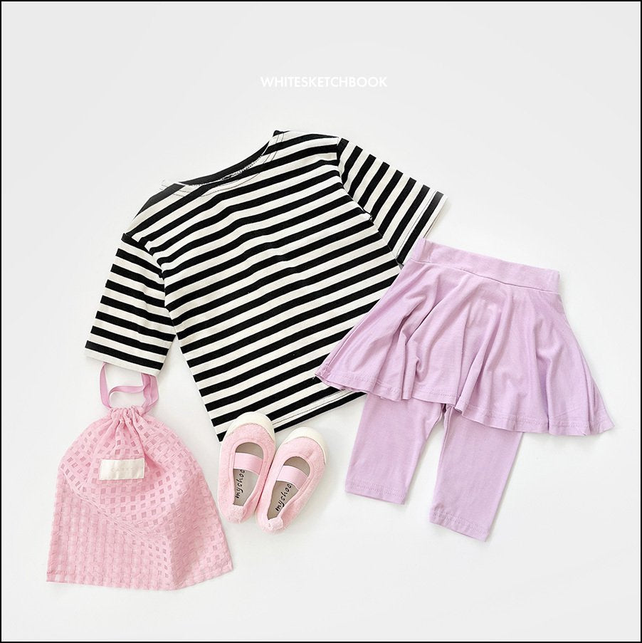 Skirt 3/4 Leggings [Melange Grey,Black/L(4-5yr)]