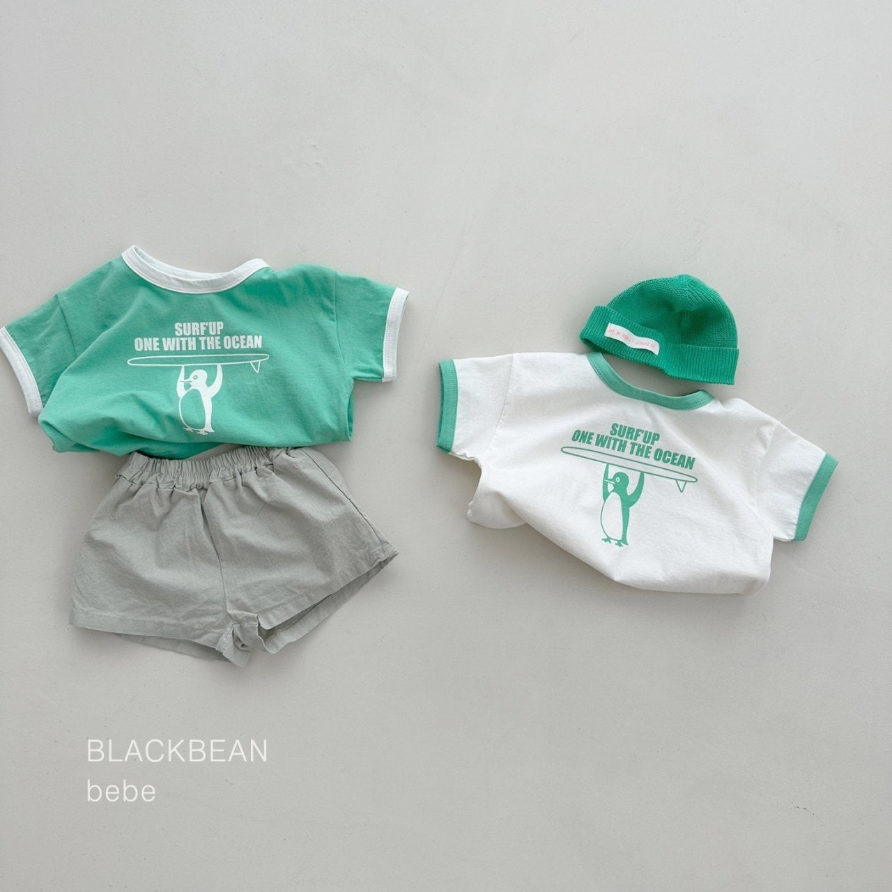 Penguin Baby Top Bottom Set [Green/Baby M(6-12m)]