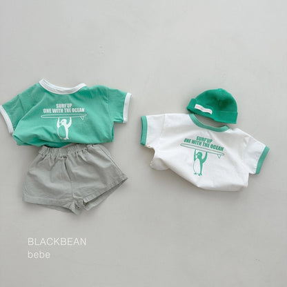 Penguin Baby Top Bottom Set [Green/Baby M(6-12m)]