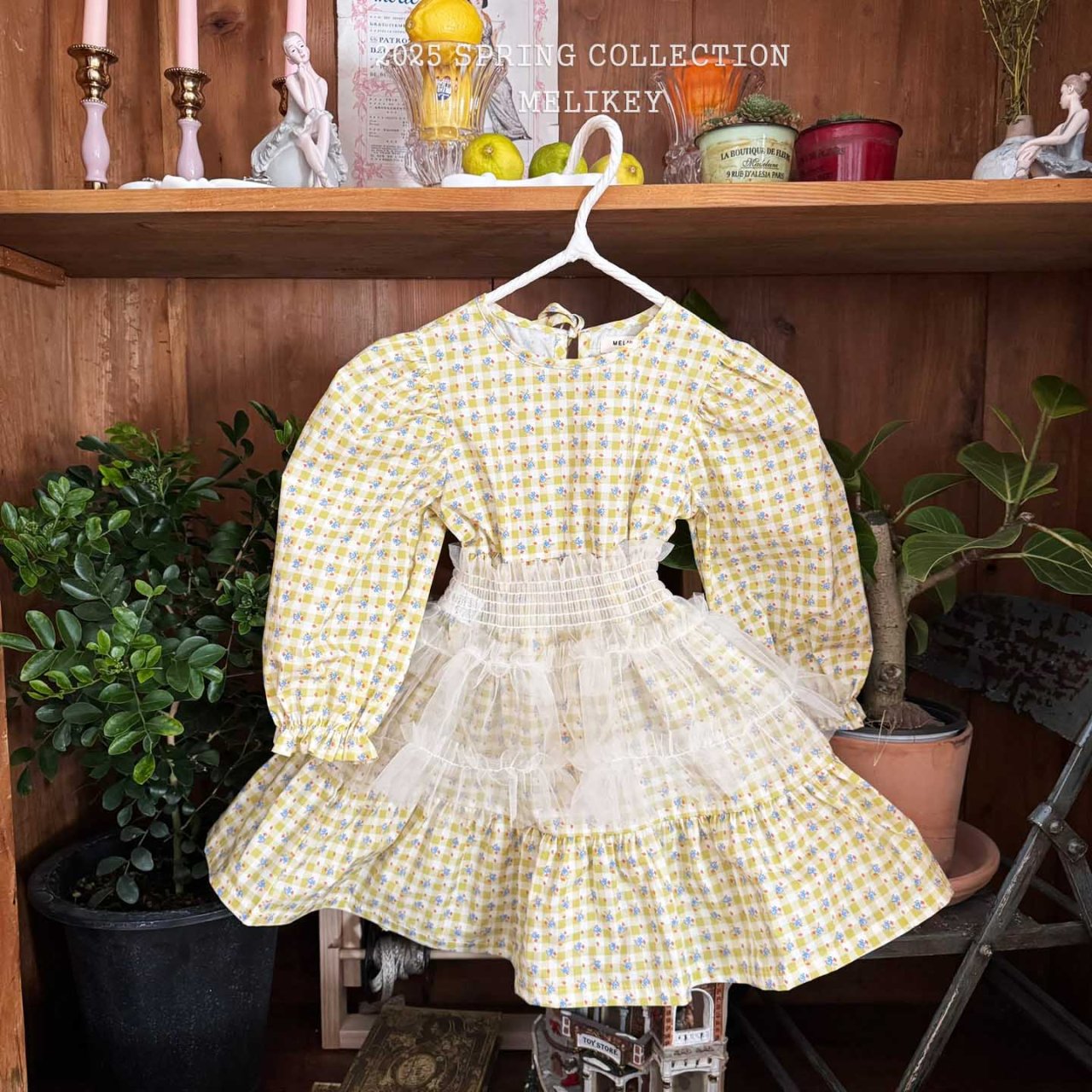 Check Floral Dress [S(2-3yr)]