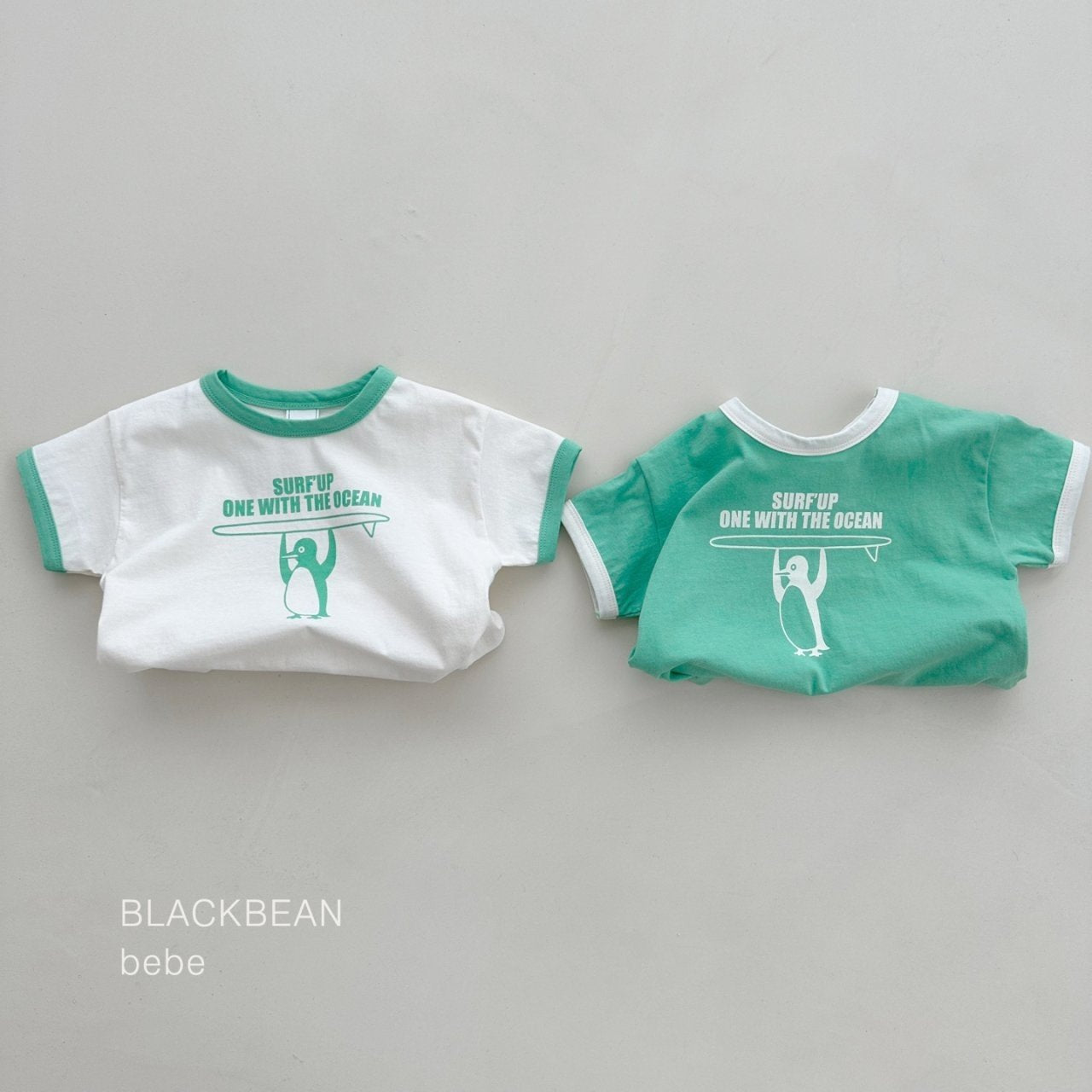 Penguin Baby Top Bottom Set [Green/Baby M(6-12m)]