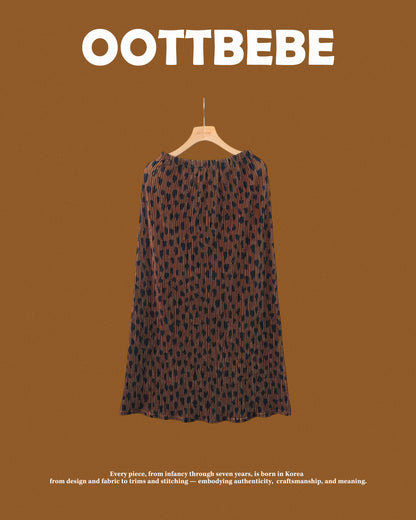[PRE-ORDER] Velvet Leopard Pleats Mom Skirts