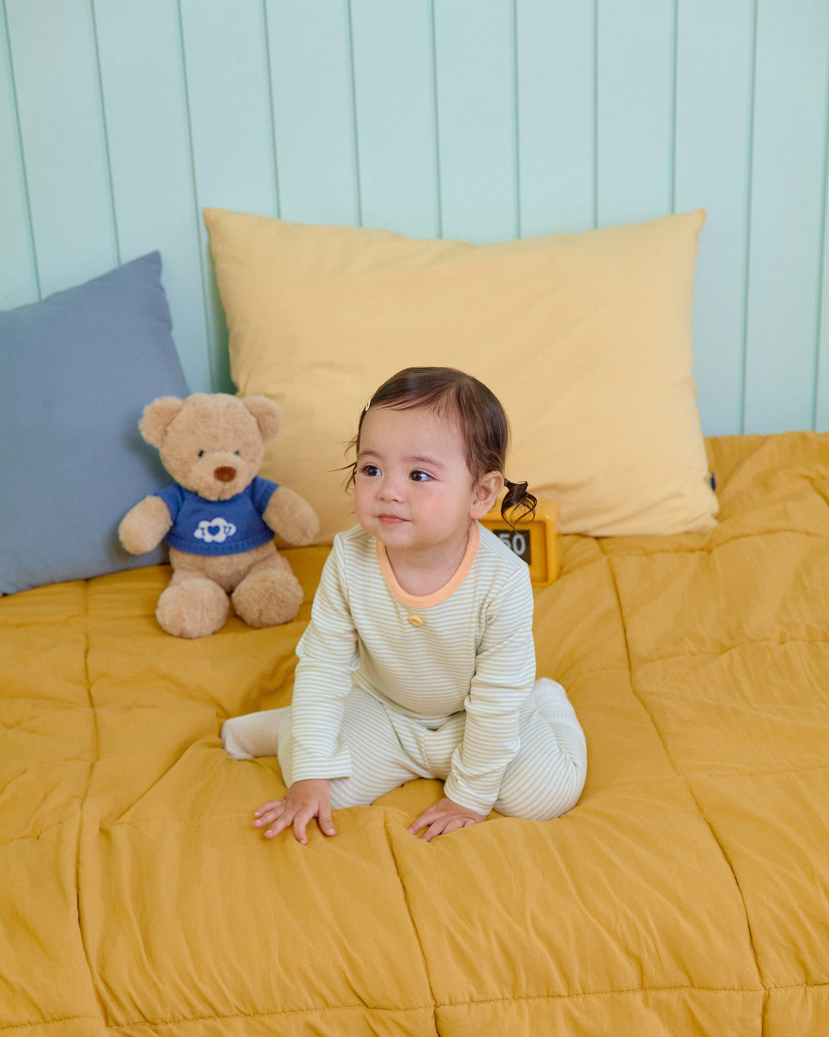 Vanilla Latte Home Wear Set [Blue/Yellow/XL(4-5yr)]