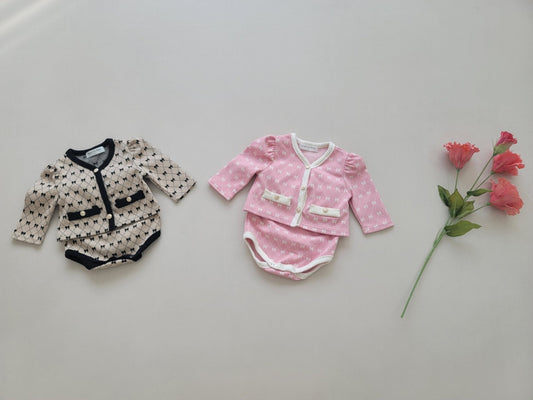 [PRE-ORDER] Ribbon Baby Cardigan Bloomer Set