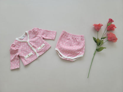 [PRE-ORDER] Ribbon Baby Cardigan Bloomer Set