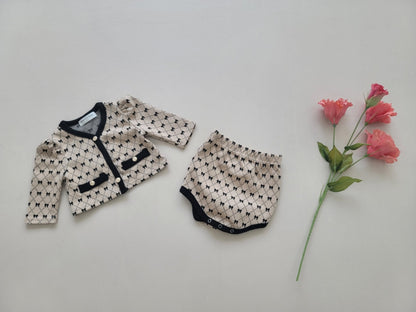 [PRE-ORDER] Ribbon Baby Cardigan Bloomer Set