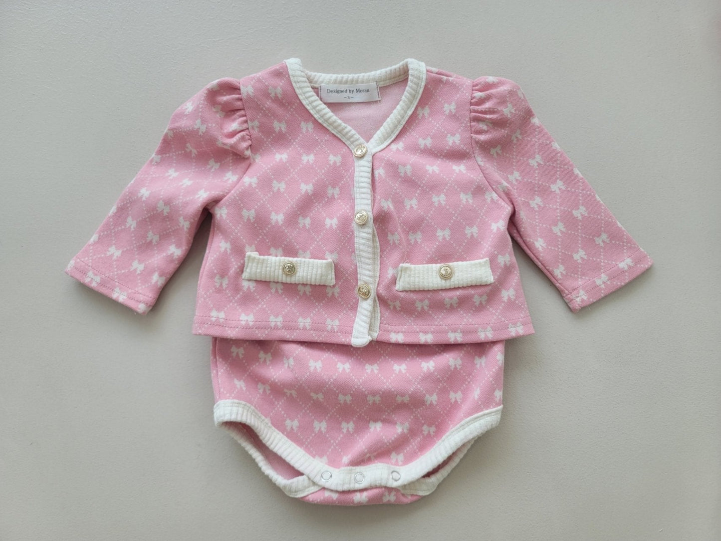 [PRE-ORDER] Ribbon Baby Cardigan Bloomer Set