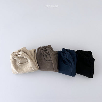 Latte Fleece-Lined Pants [Oatmeal, Navy/2XL(6-7yr)]