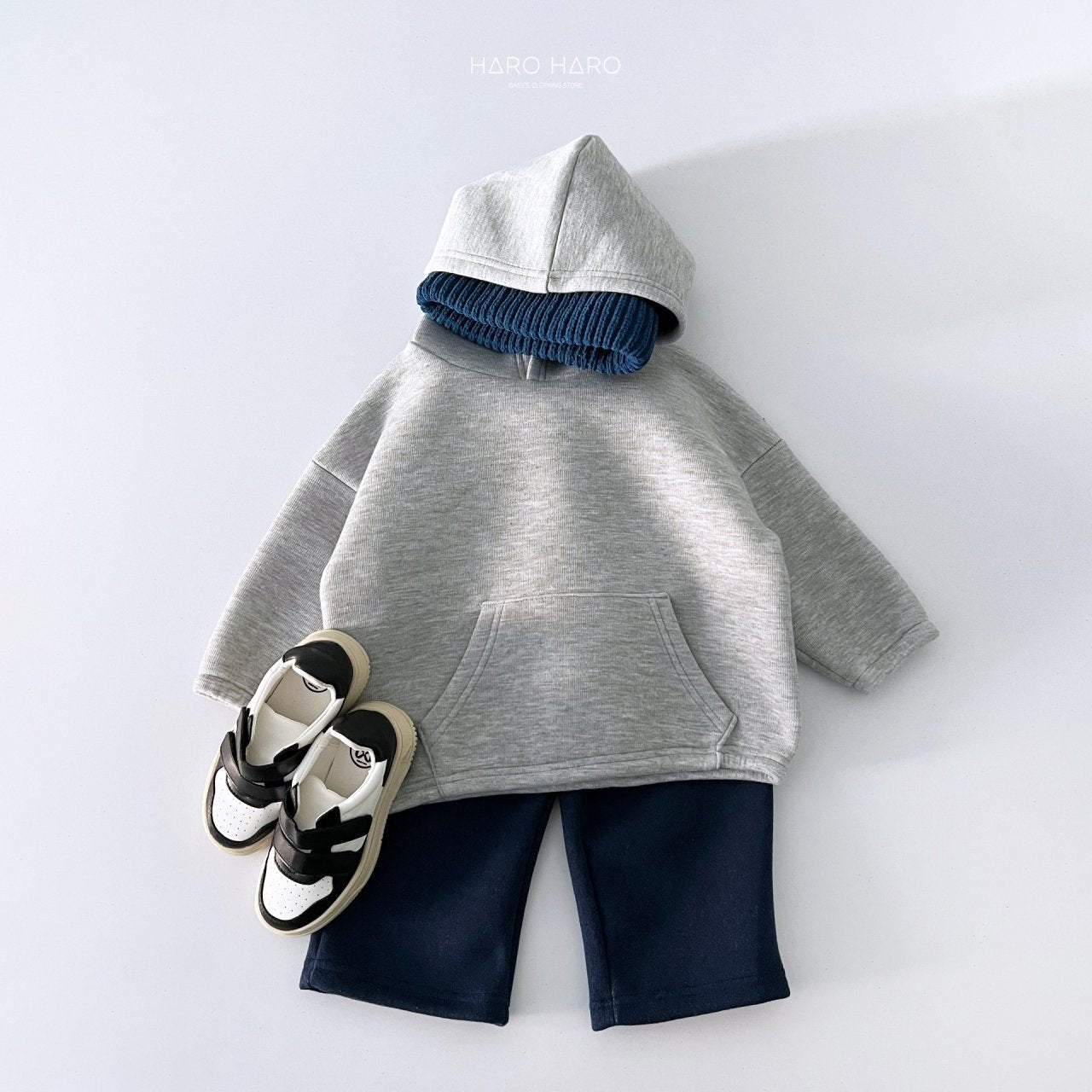 Latte Fleece-Lined Pants [Oatmeal, Navy/2XL(6-7yr)]