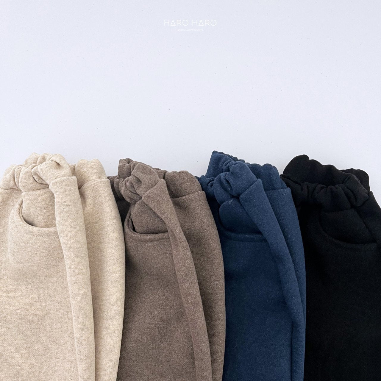 Latte Fleece-Lined Pants [Oatmeal, Navy/2XL(6-7yr)]