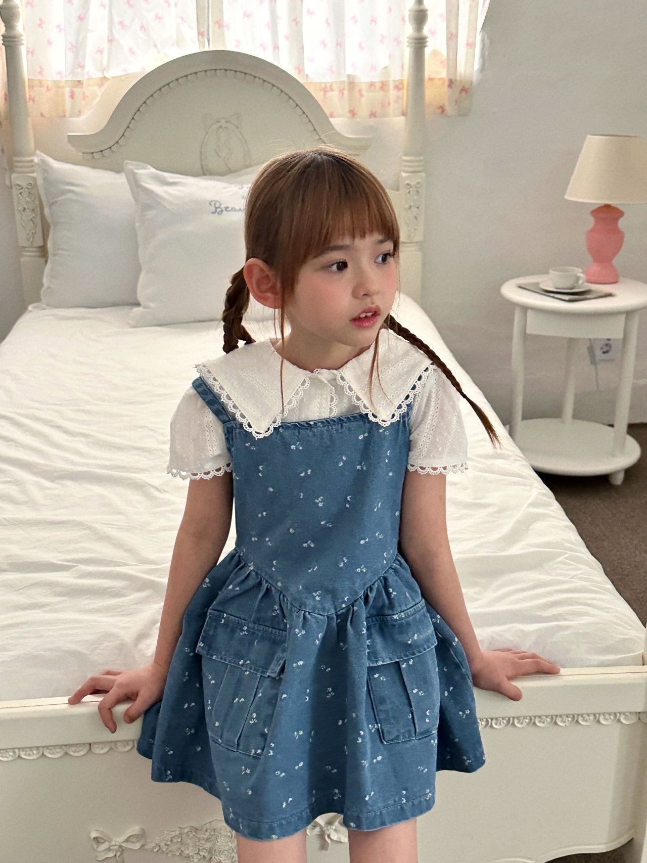 [PRE-ORDER] Denim Floral Big Pocket Dress