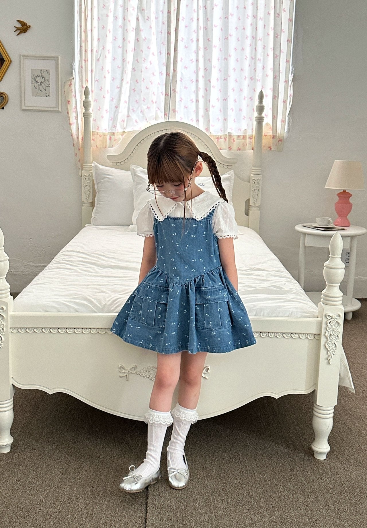 [PRE-ORDER] Denim Floral Big Pocket Dress