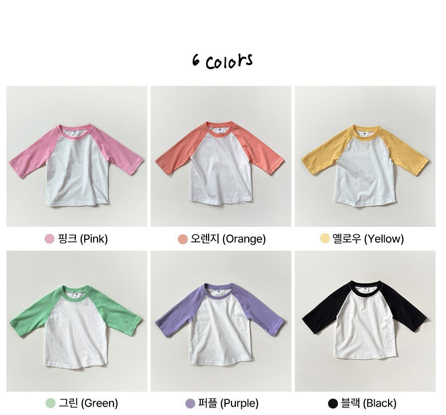 [PRE-ORDER] New Color Block Raglan 3/4 Sleeve T-Shirts