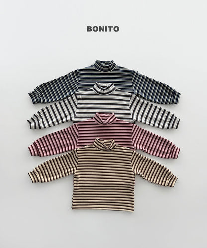[PRE-ORDER] Retro Loose Stripe Turtleneck T-Shirts