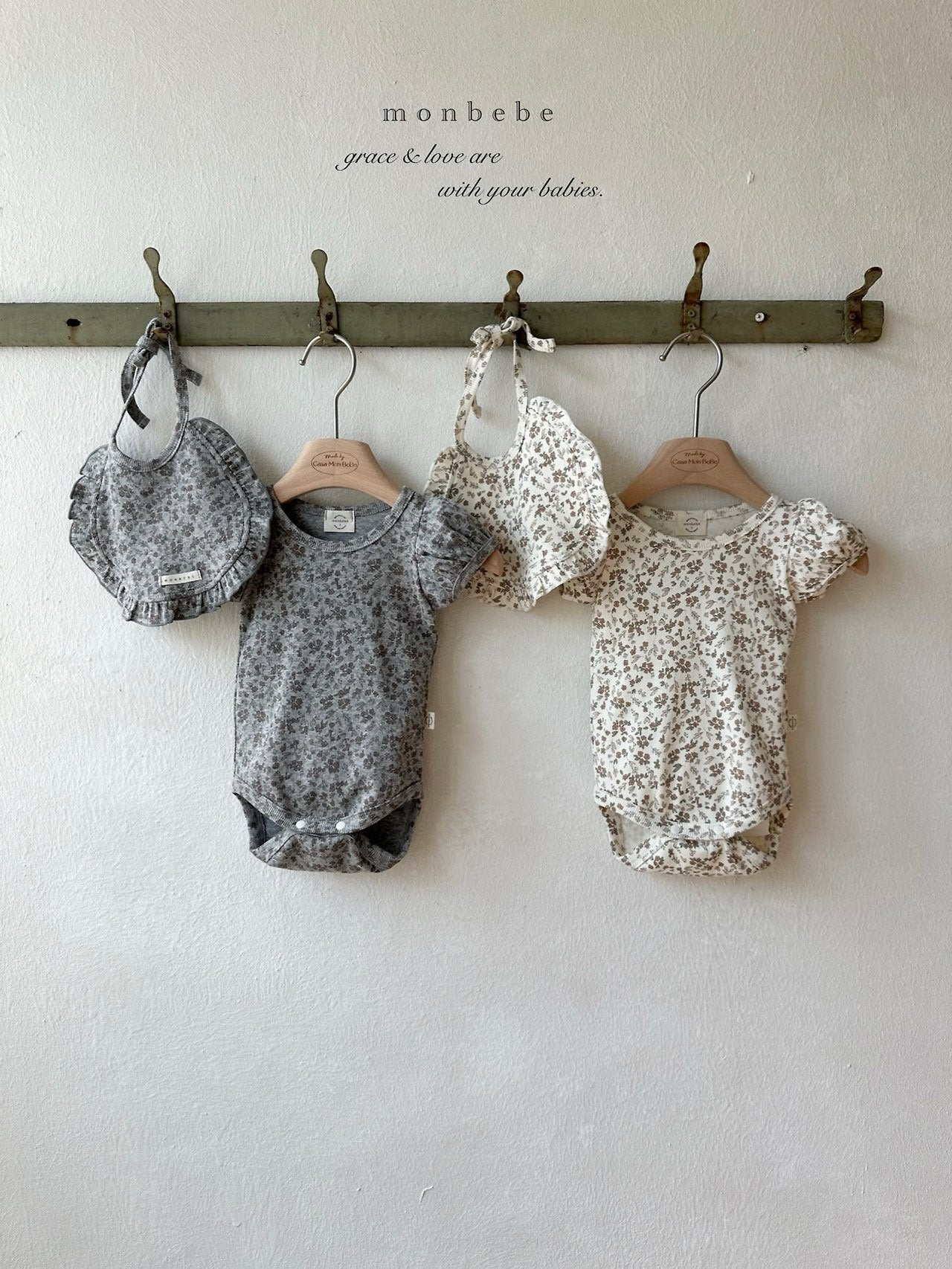 [PRE-ORDER] Puff Flower Body Suit + Bib Set