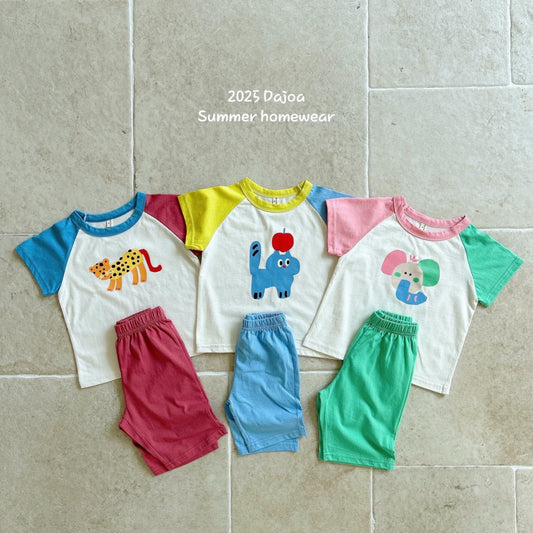 [PRE-ORDER] Summer Animal Color Block Home Wear Set