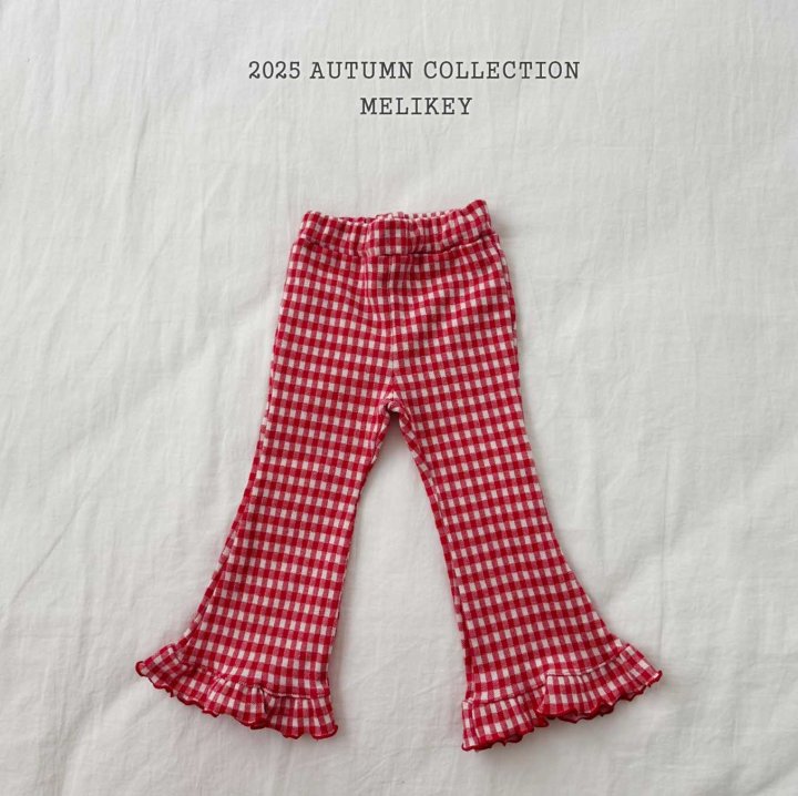 [PRE-ORDER] Small Check Frill Boot-Cut Pants