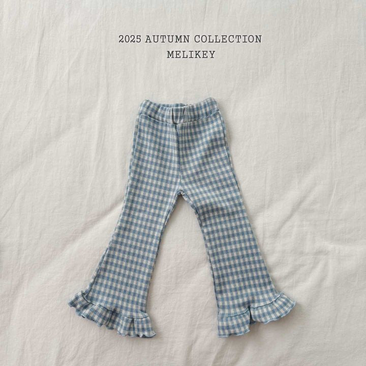 [PRE-ORDER] Small Check Frill Boot-Cut Pants