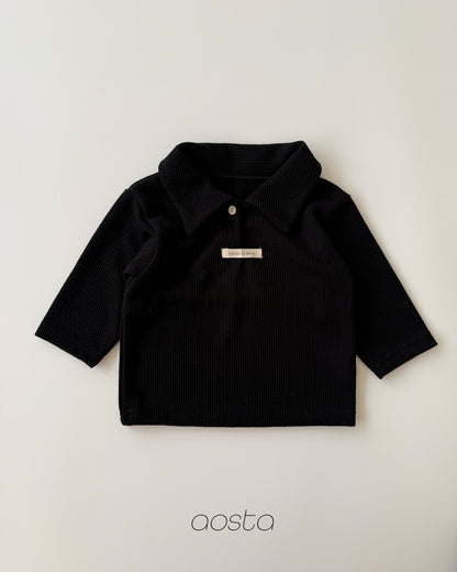 Mulmul Collar T-Shirts [Black/M(1-2yr)]