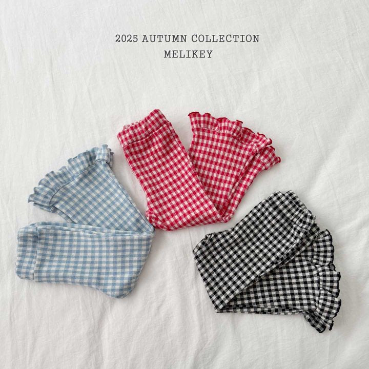 [PRE-ORDER] Small Check Frill Boot-Cut Pants