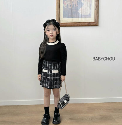 Tweed Sweater Skirts [Black/JS(6-7yr)]