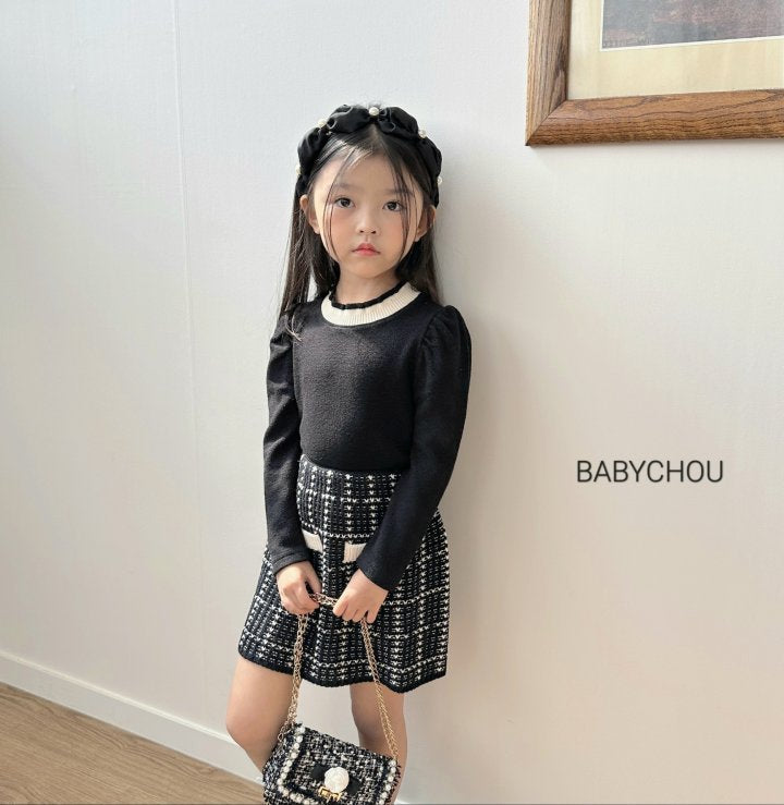 Tweed Sweater Skirts [Black/JS(6-7yr)]