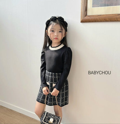 Tweed Sweater Skirts [Black/JS(6-7yr)]