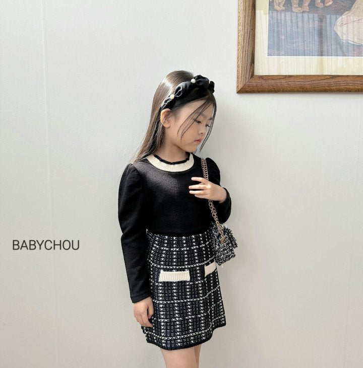 Tweed Sweater Skirts [Black/JS(6-7yr)]