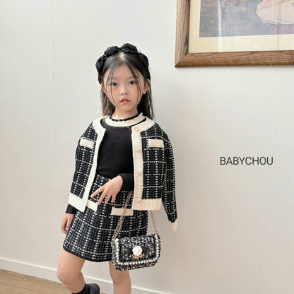 Tweed Sweater Skirts [Black/JS(6-7yr)]