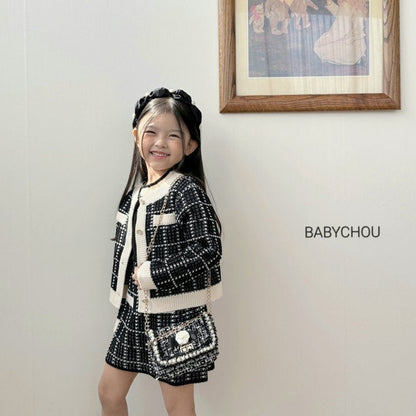 Tweed Sweater Skirts [Black/JS(6-7yr)]