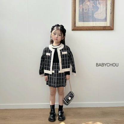 Tweed Sweater Skirts [Black/JS(6-7yr)]