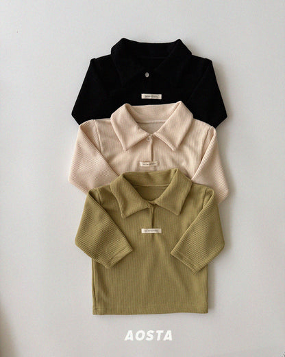 Mulmul Collar T-Shirts [Black/M(1-2yr)]