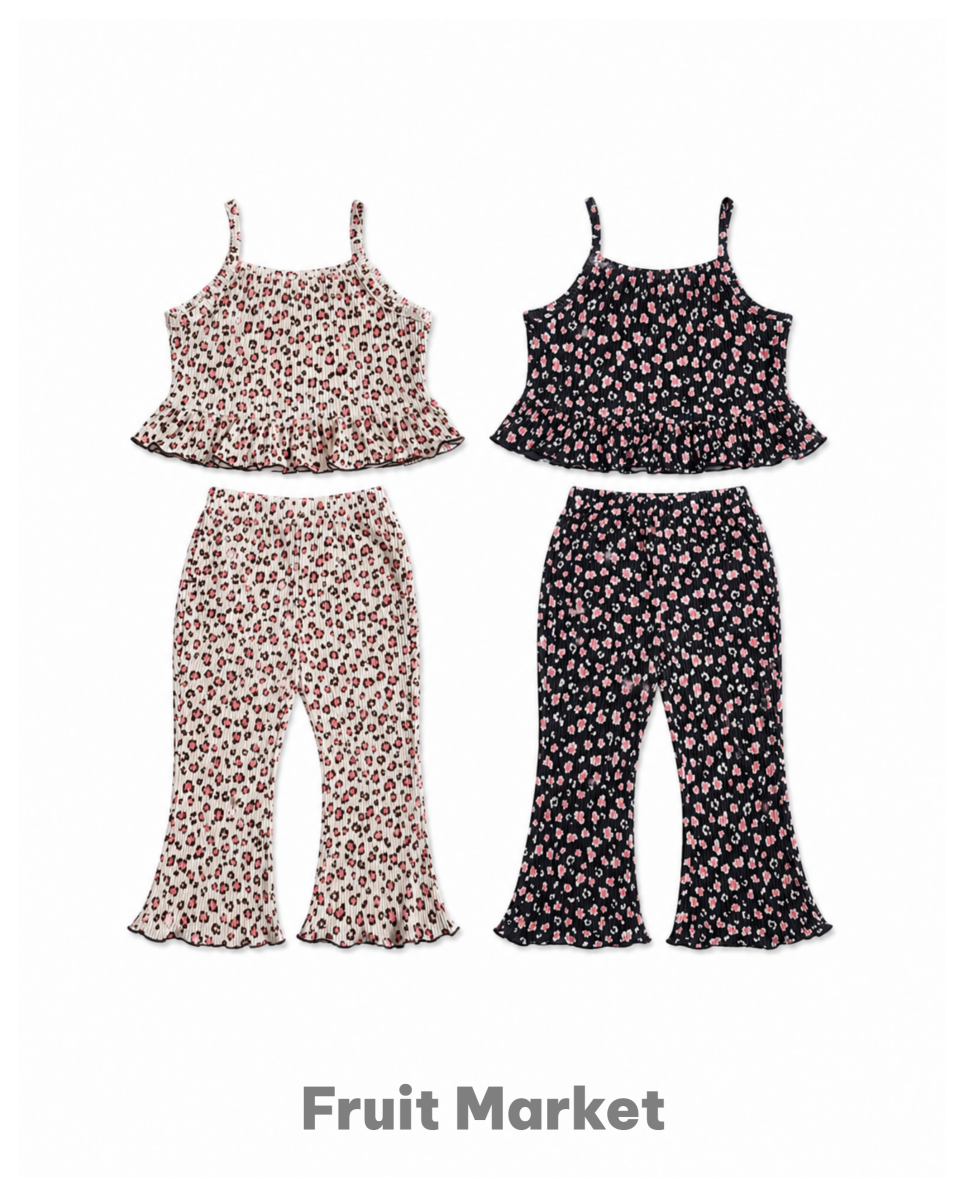 [PRE-ORDER] Leopard Pleats Top Bottom Set