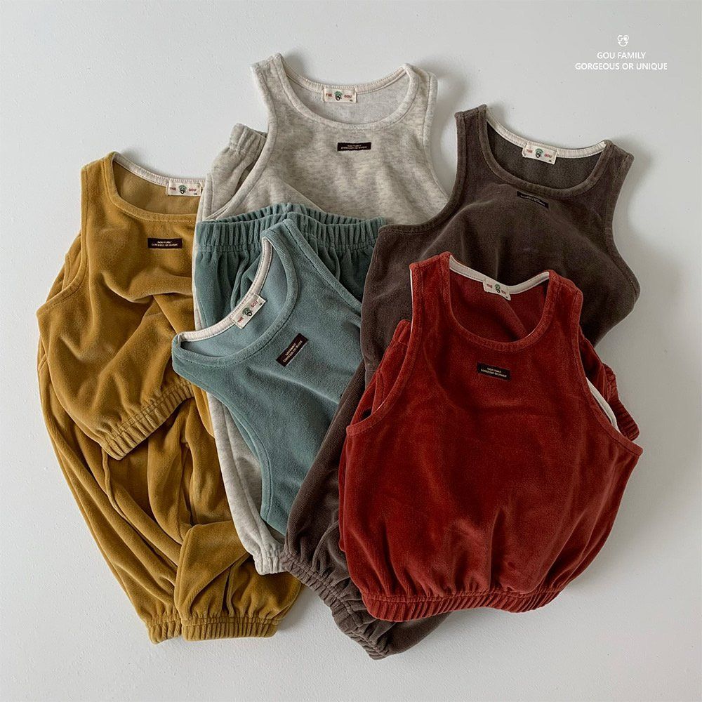 [PRE-ORDER] Velour Vest Top Bottom Set